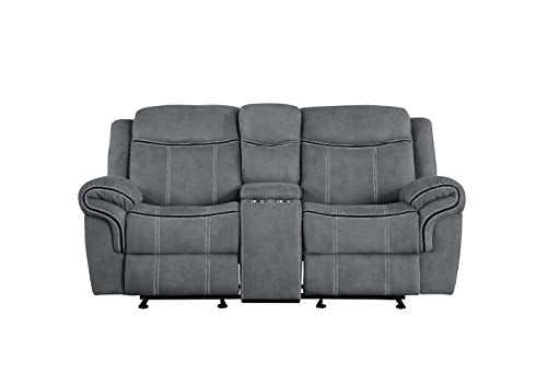 ACME FURNITURE Acme Zubaida W Console ' Glider Motion 2 Tone Velvet Loveseat with USB Dock & Console, Gray