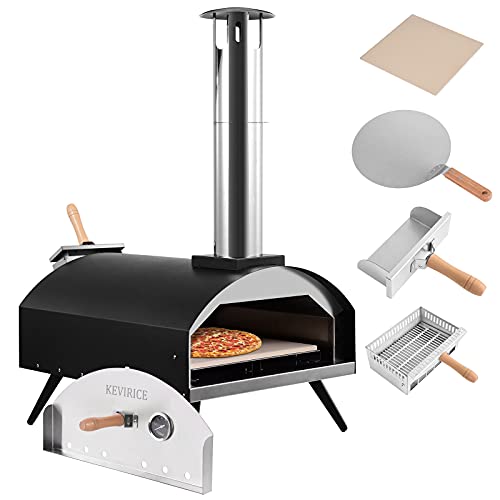 Outdoor Pizza Oven, Portable Pizza Oven with Pizza Stone & Peel,Stainless Steel Wood Fire Pizza Maker for Outdoor Backyard Cooking