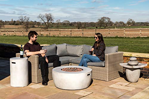 Peaktop Concrete Propane Gas Fire Pit Table with ETL Certification, PVC Cover and Lava Rocks for Outdoor Patio Garden Backyard Decking Décor, 50,000 BTU, 36 inch Length, Light Gray