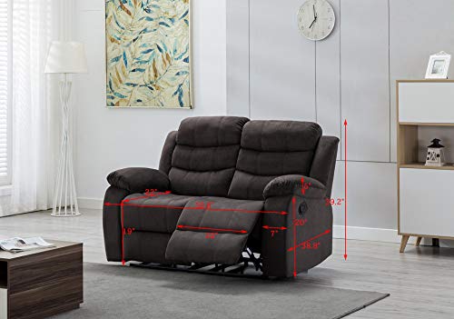 Kingway Modern Fabric 3pcs Reclining Set for Living Rooms Upholstered Manual Motion Couches Sofas, 2 SEAT, Brown