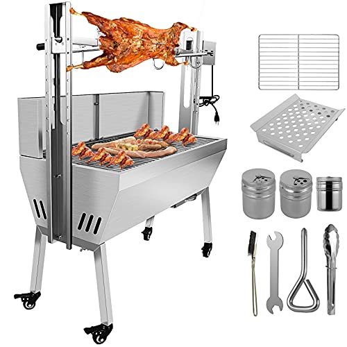 HONYTA 154 LBS/70 KG Stainless Steel Rotisserie Grill Roaster with 25W Motor, 37 Inch BBQ Small Pig Lamb Rotisserie Roaster, for Camping Outdoor Kitchen