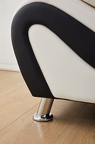 Kingway Faux Leather Living Room Sofas, 3 SEAT, Black/White