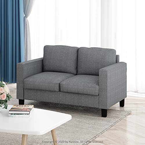 FURINNO Bayonne Modern Upholstered Love Seats, Gunmetal