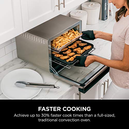 Ninja DT251 Foodi 10-in-1 Smart XL Air Fry Oven, Bake, Broil, Toast, Air Fry, Air Roast, Digital Toaster, Smart Thermometer, True Surround Convection, includes Recipe Book, 1800 Watts, Steel Finish