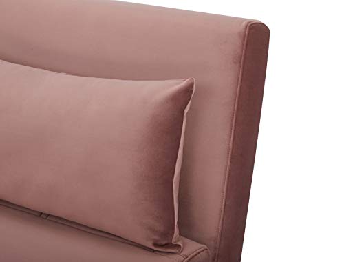 GIA Tri-Fold Convertible Velvet Sofa Bed Chair with Removable Pillow and Legs, Pink Blossom