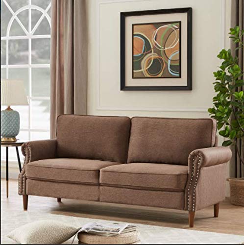 Modern Upholstered Love Seats, Loveseat Sofa (Sofa, Brown)