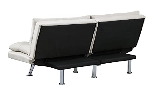 Convertible Sofa Bed Sleeper Futon - Convertible Loveseat Mid-Century Sofa Sleeper, Modern Folding Sleeper Sofa with Adjustable Backrest, Beige Armless Sofa Beige
