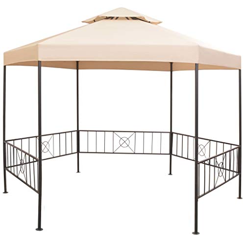 FAMIROSA Garden Marquee Gazebo Pavilion Tent Beige 127.2x104.3
