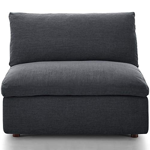 Modway Commix Down-Filled Overstuffed Upholstered Sectional Sofa Armless Chair in Gray