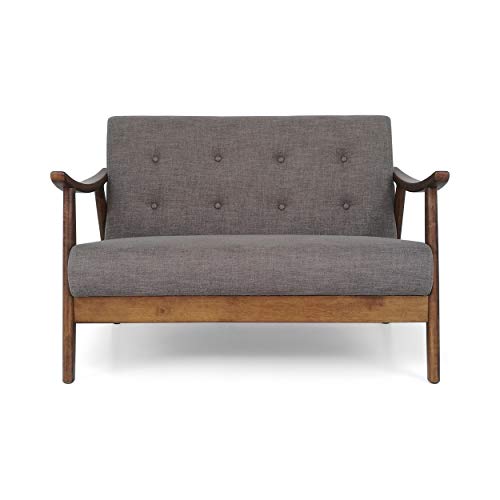 Christopher Knight Home Buda Mid-Century Modern Settee, Dark Gray, Brown