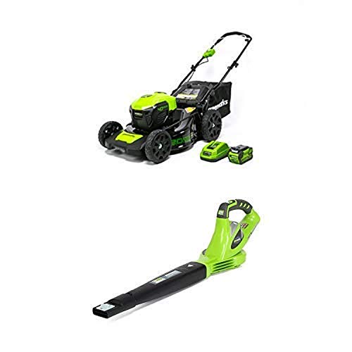Greenworks 20-Inch 40V 3-in-1 Cordless Lawn Mower with 40V 150 MPH Variable Speed Cordless Blower Battery Not Included 24282