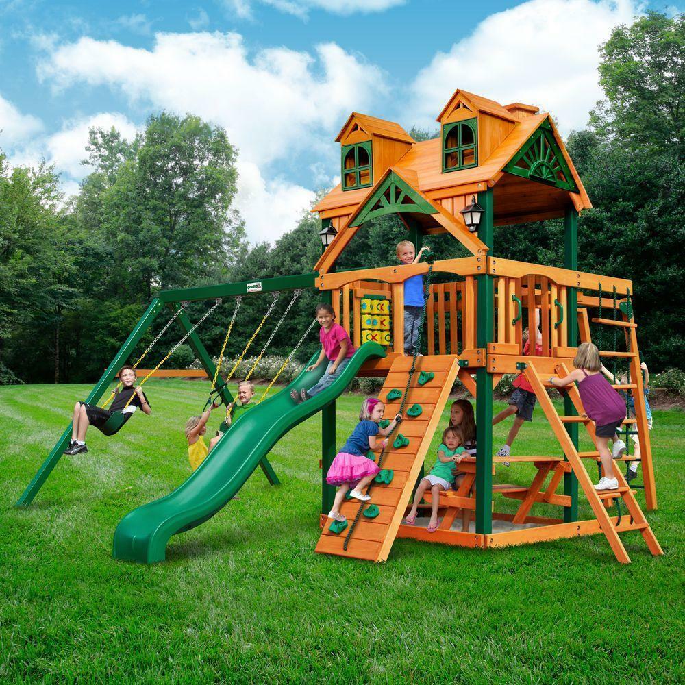 Gorilla Playsets 01-0074-AP Malibu Navigator Swing Set and Residential Wood Playset New