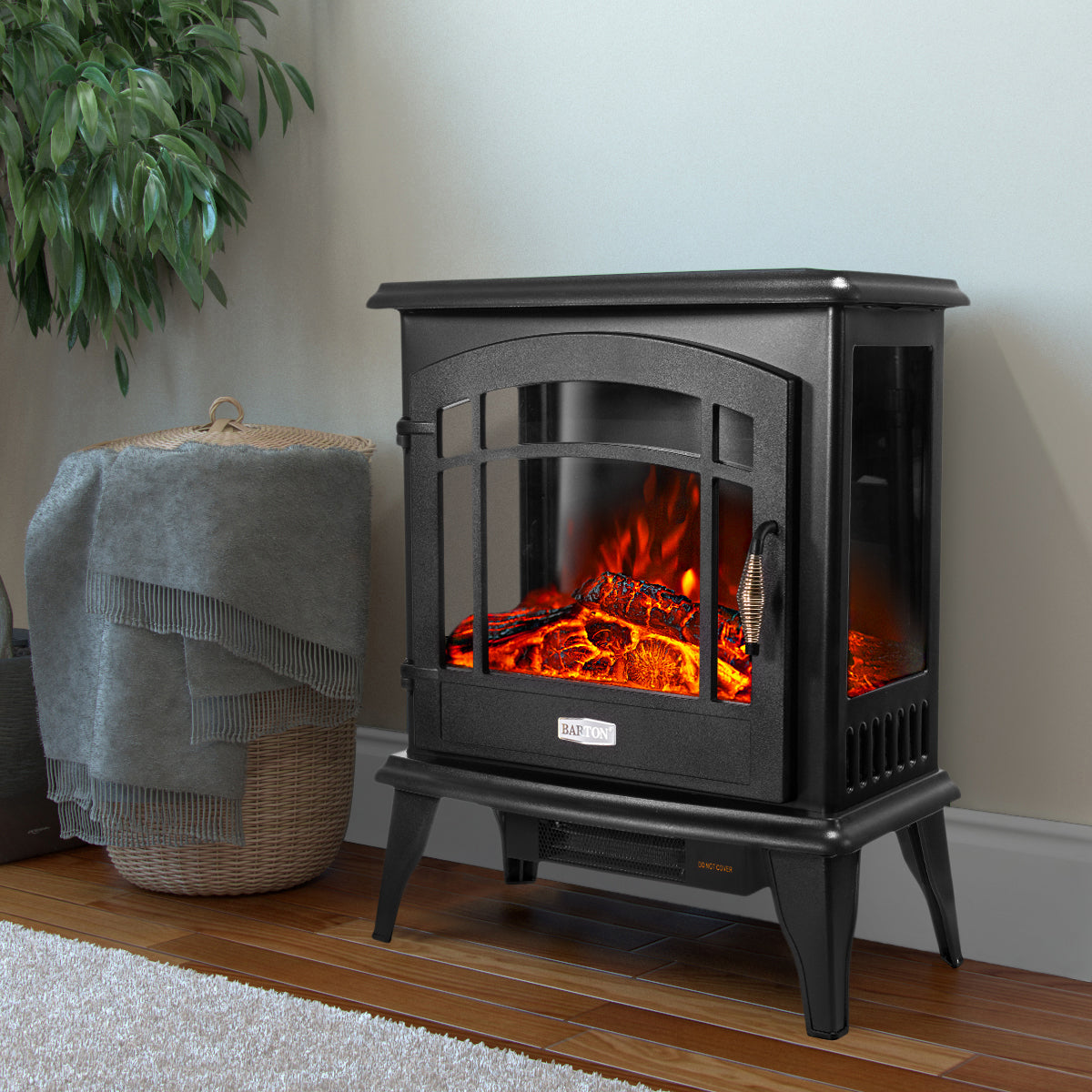 Barton 1500W Electric Stove Heater Infrared Quartz Fireplace Black