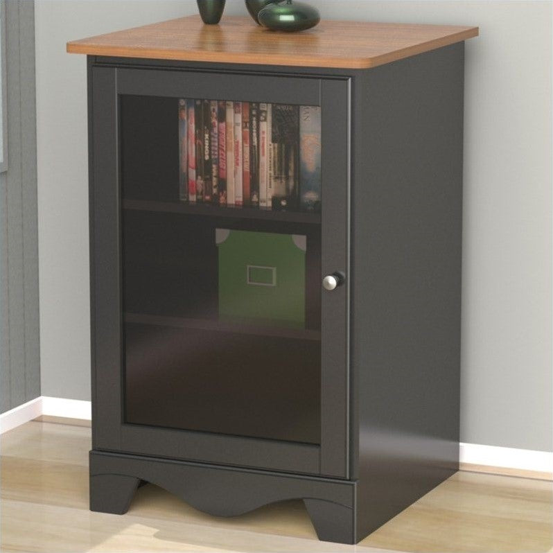 Audio Tower 1-Door Cinnamon-Cherry and Black