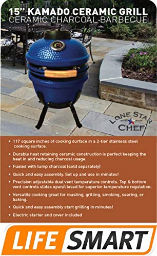 Lonestar Chef SCS-K15B Charcoal Kamado Grill, 15