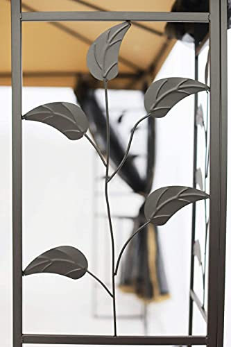 SUNA OUTDOOR Patio 10x10 Ft Outdoor Gazebo Steel Frame Two-Tiered Top Canopy, Leaf Screen Decor Gazebo with Adjustable Netting for Garden Backyard, Beige