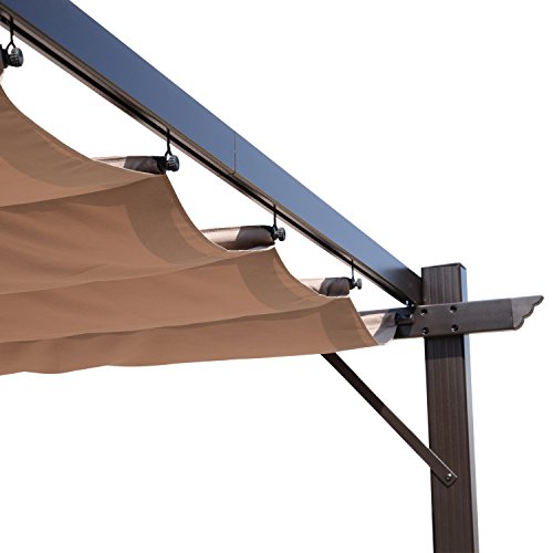 Outsunny 10’ x 13’ Aluminum Retractable Patio Gazebo Garden Pergola with Weather-Resistant Canopy and Stylish Design