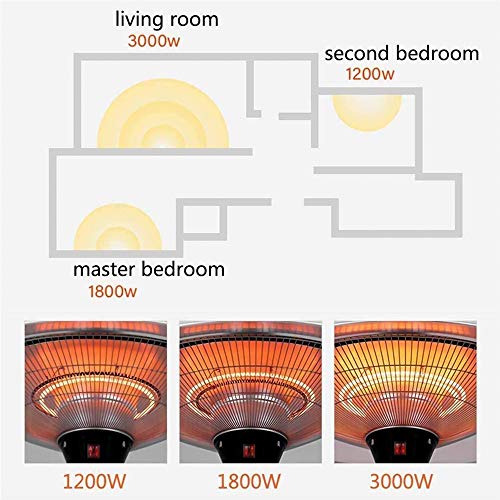 JINLIN 2500W Electric Heater Hanging Light with Adjustable Hook Chain - Ceiling Mounted Infrared Halogen Tube Patio Heater with Remote