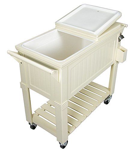 Permasteel PS-203F1-CREAM 80 Quart Patio Cooler with Insulated Basin, Stainless Steel