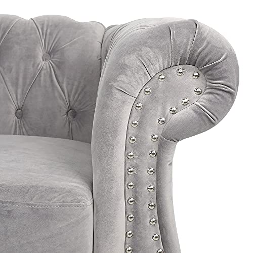AVZEAR 3 seat Sofa, Velvet Sofa Living Room Sofa Large Sofa Modern Chesterfield Fabric Modern 3 Seater Couch Furniture Classic Tufted Chesterfield Settee Sofa, Grey