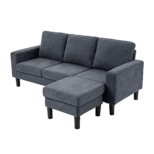 Convertible Sectional Sofa Couch Modern L-Shaped Couch 3 Seat Fabric Sofa for Small Space (Grey)