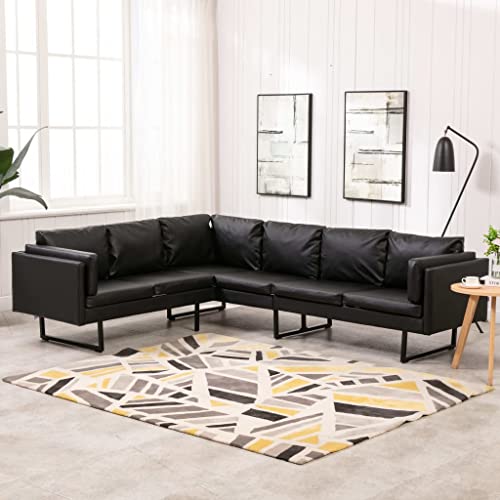 vidaXL vidaXL Corner Sofa Faux Leather Living Room Loveseat Couch Longue Black/Brown