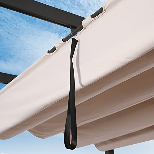 Patio Tree 10' x 13' Aluminum Pergola with Sun Shade Gazebo Beige Canopy, UV Resistant Fabric