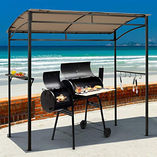 7'x4.5' Grill Gazebo Outdoor Patio Garden Canopy Shelter Storage Hook Brown-Canopy Tent-Pop up Tent-Pop up Canopy-Party Tent-Outdoor Canopies-Big Tent-Popup Tent-Outdoor Tents for Parties-Event Tent