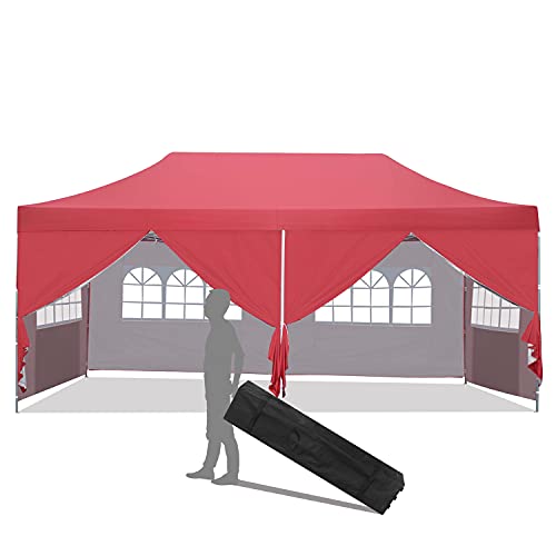 10x20 ft EZ Instant Pop up Canopy Carport,Party Tent Folding Heavy Duty Gazebo with Removable Sidewalls and Wheeled Bag Waterproof