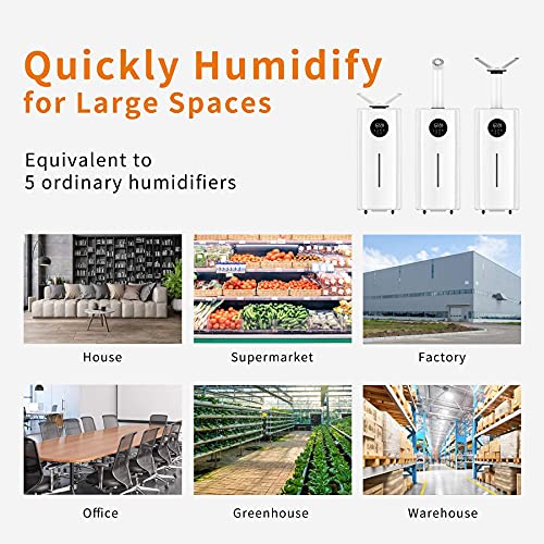 LACIDOLL Large Humidifiers Whole-House Style Commercial&Industrial Humidifier 2000 sq.ft, 5.5Gal Plant Humidifier Cool Mist Top Fill Humidifier 21L 2000ML/H Dual 360° Nozzles 3 Speed