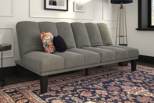 DHP Hamilton Estate Premium Futon Sofa Sleeper, Comfortable Plush Microfiber Upholstery, Rich Grey