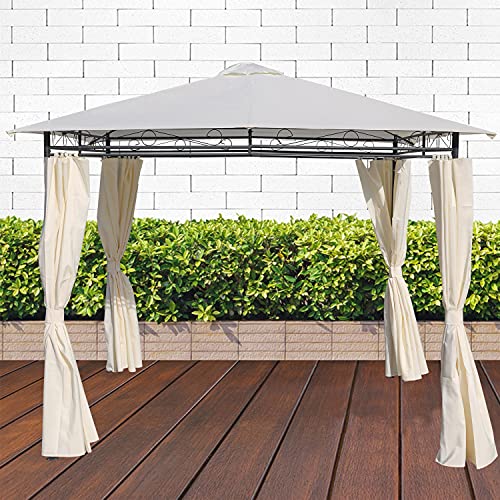10×10 Backyard Gazebo, X&T Outdoor Gazebos and Canopies with Shade Curtains, Soft Top Metal Gazebos for Patios, Ventilated Pavilion for Shading and Rain (10×10, Beige)