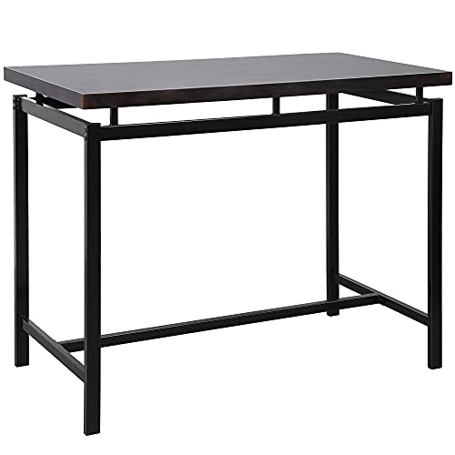 PovKeever Harper Bright Designs 5 Piece Dining Set Wood and Metal Pub Table with 4 Bar Stools,Espresso