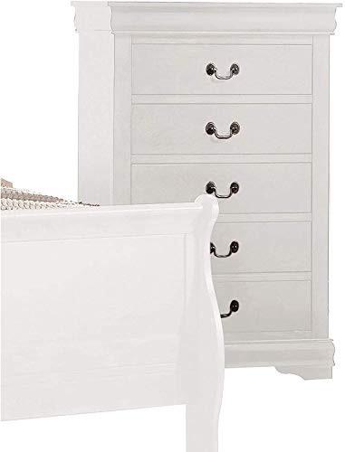 5 Drawers Chest, Harper&Bright Designs Solid Wood Storage Chest with Luxurious Handles for Bedroom, Hallway, Entryway, Closet, Nurseries. (White)