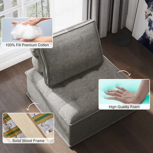 Belffin Modular 3 Seater Sofa Couch Sectional Sofa Couch with Modern Fabric Sofa Couch 3 PCS Grey