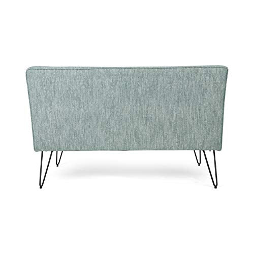 GDFStudio Christopher Knight Home Simona Modern Fabric Settee with Hair Pin Legs, Green, Texture