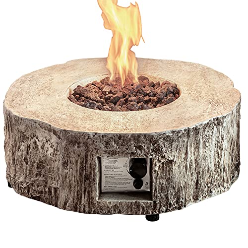 ASYA 28 Inch Outdoor Propane Fire Pit, 30,000 BTU Round Gas Fire Pit for Patio, Garden, Backyard, Free Lava Rocks and PVC Rain Cover Included