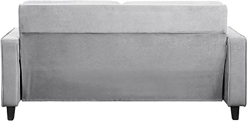 RINIMEI 2 Piece Living Room Furniture Set Include Upholstered Three Seater Sofá & Loveseat, Sectional Sofa Stylish Velvet Tufted Cushion Couch Easy Assemble W/Side Pockets,Grey, Gray