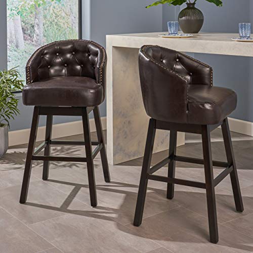 Christopher Knight Home Ogden KD Swivel Barstool (2 piece set) - Brown