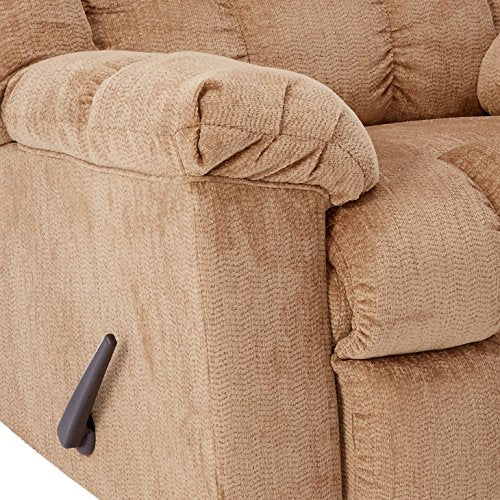 Signature Design by Ashley Ludden Ultra Plush Upholstered Manual Rocker Recliner with Tufted Back, Light Brown