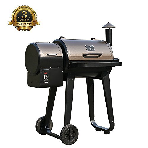 ZGRILLS Pellet Grill and Smoker ,450 Square Inches Grilling Area with Digital Auto Temperature Control 6 in 1 Outdoor Wood Pellet BBQ Grills Include Weather-resistant Cover ,Black