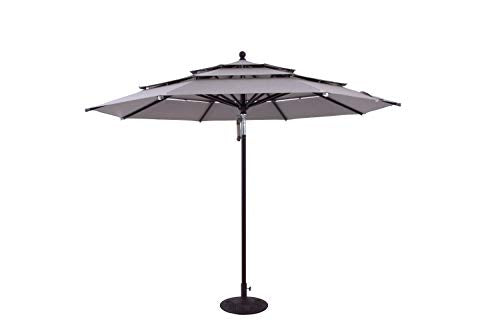Agio Outdoor Commercial Quality Market Patio Umbrella w/ 11' 3-Tier Sunbrella Canopy