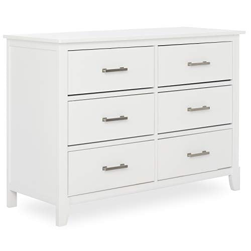 Dream On Me Universal Double Dresser, Kids Bedroom Dresser, Six Drawers Dresser, Mid Century Modern, White (599-WHITE)