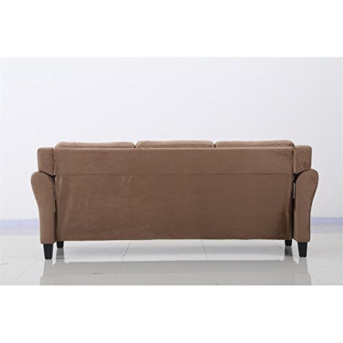 BOWERY HILL Microfiber Sofa Couch in Brown