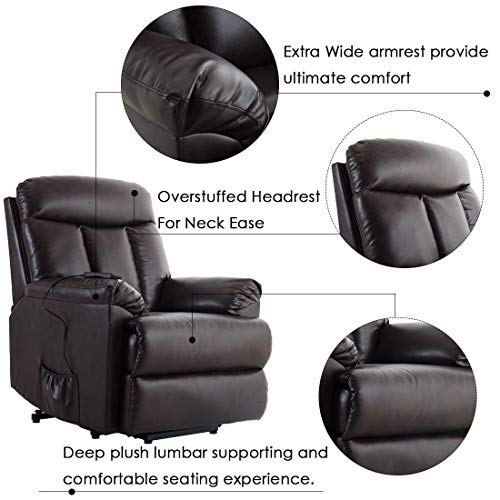 Power Lift Chair Recliner Chairs -Reclining Sofa Chair Lift PU Leather Living Room with Heavy Duty Mechanism & Remote