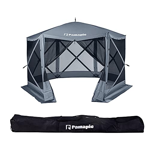 Pamapic 12’ x 12’ Portable Pop-up Gazebo, Outdoor Camping Gazebo Tent, UV Protection Tent, Includes Carrying Bag (Gray)