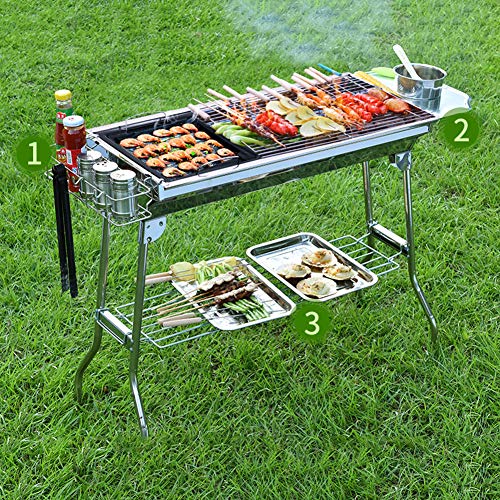 无 Dual-Purpose Grill, Outdoor Portable Folding Charcoal Grill, Detachable Camping Grills, for 5-10 People Hiking Picnic Camping Barbecue Oven