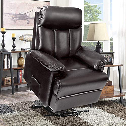 Power Lift Chair Recliner Chairs -Reclining Sofa Chair Lift PU Leather Living Room with Heavy Duty Mechanism & Remote