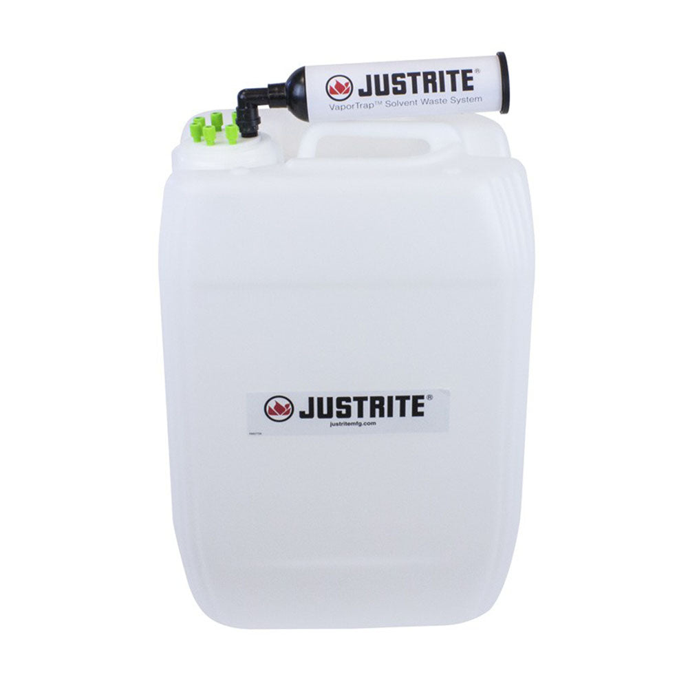 Justrite VaporTrap™ UN/DOT Carboy with Filter Kit, 20L HDPE, 70mm Cap, 6 Ports 1/16