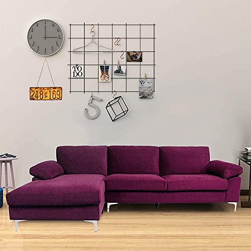 Knowlife L-Shaped Sectional Velvet Sofa for Living Room Modern Futon Sofa with Metal Legs, Left Hand Facing Chaise 103.5